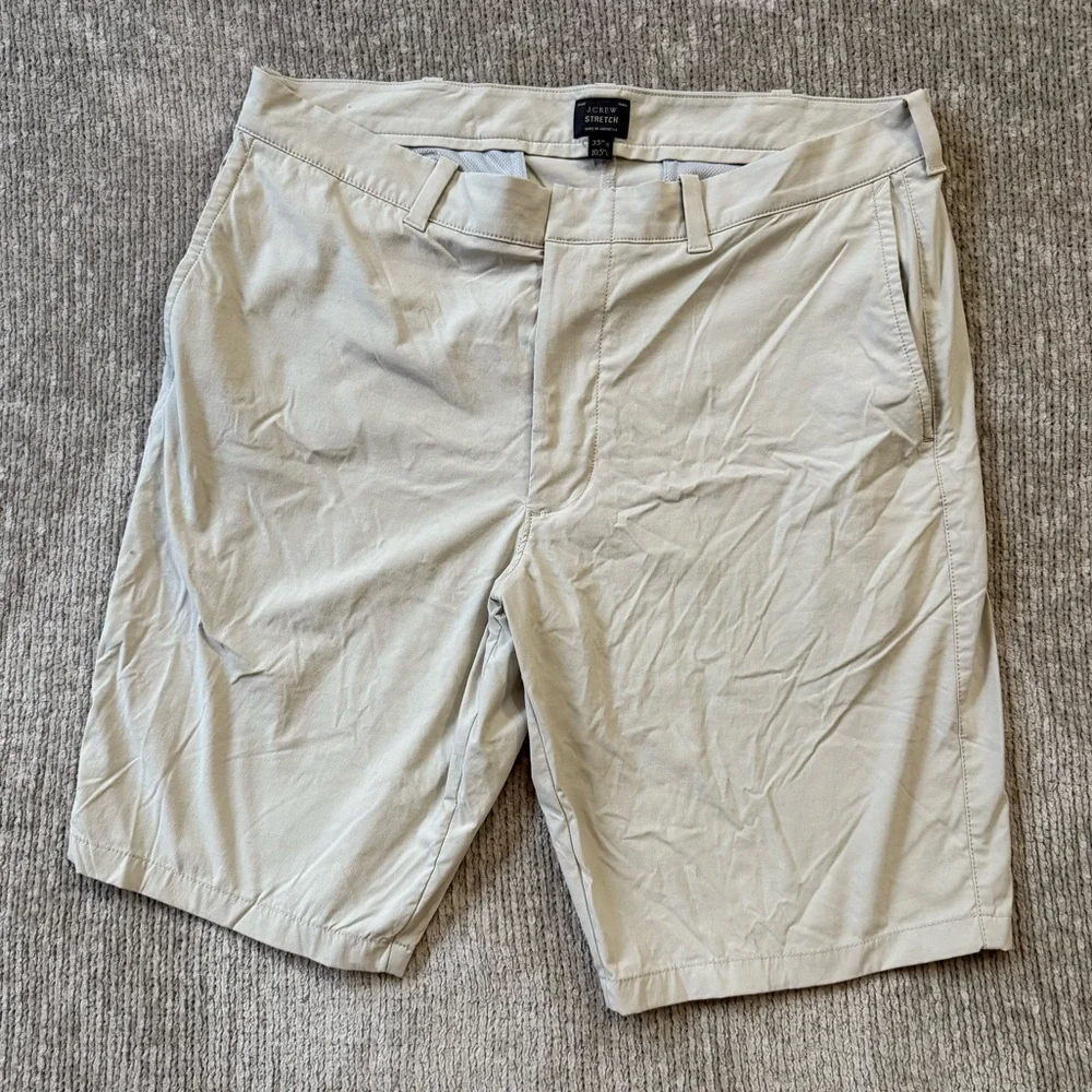 J.Crew Stretch Classic Shorts Men’s 35W Khaki Nylon Blend 10”‎ Inseam